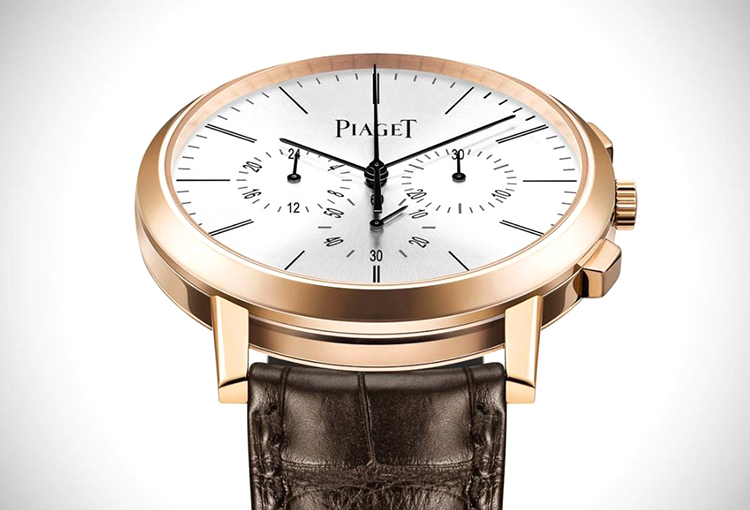 Reloj de oro con pulsera de cuero de Piaget