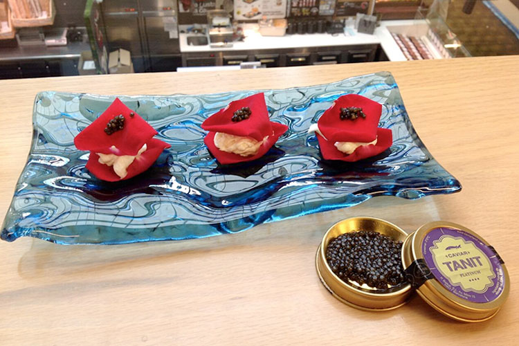 Receta Ravioli de rosas con caviar