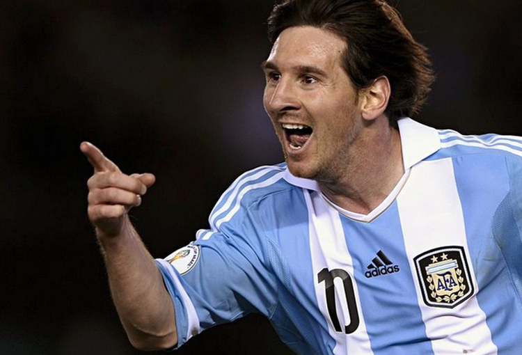 Messi durante un partido junto a la selección argentina de fútbol
