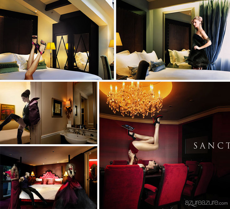 Algunas de las cinco suites de temática individual: Esplendor, Pasión, Opulencia, Lujo y Presunción, en el hotel Scarlet de Singapur. 