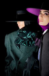 Marc Jacobs take on shoulder pads and wide-brim hats.