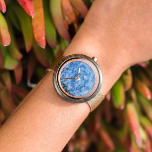 TreeHut Theory Rose Gold Blue Marble Watch