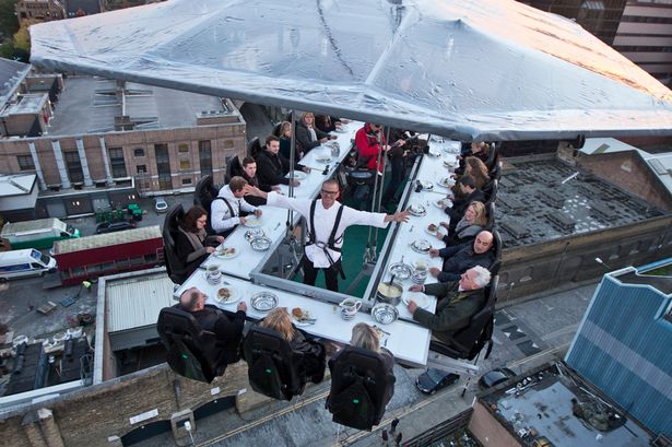 Dinner in the Sky can also customize the platform to suit your event, including branding and logos, turning it into a first class advertising stage.