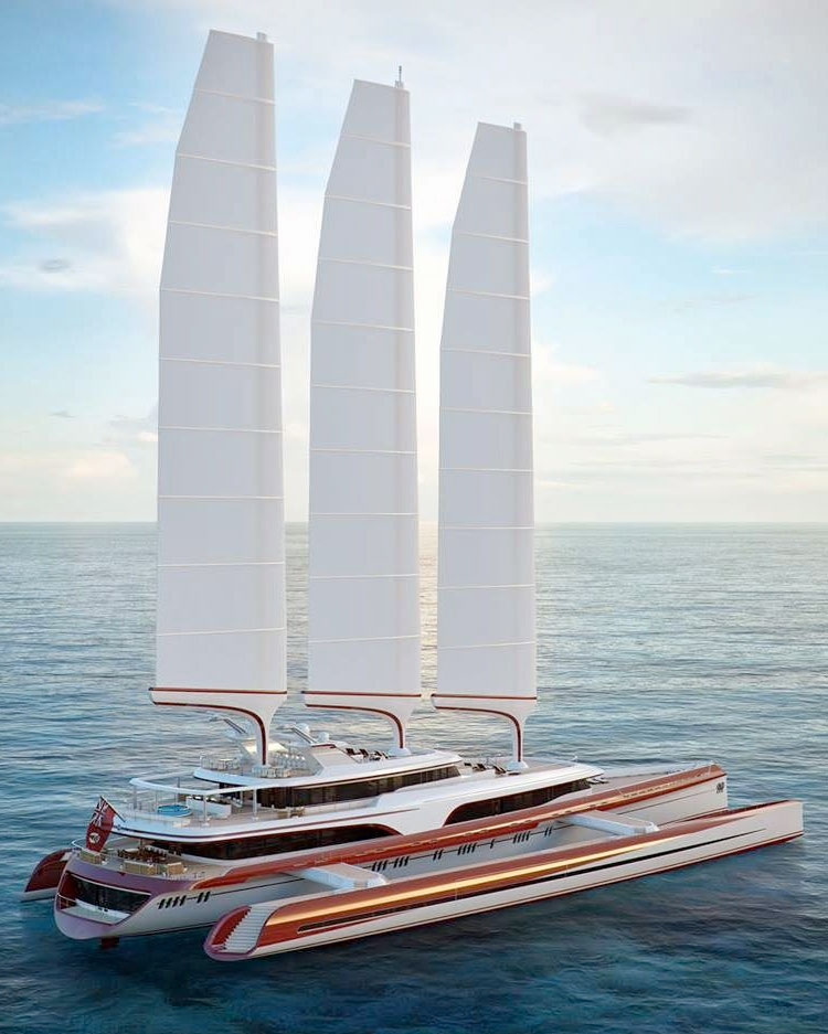 dragonship 80, pi super yachts, súper yate de lujo, trimarán de lujo, velero de lujo, superyate ecológico, superyate eléctrico